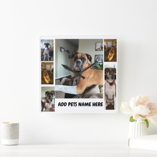 Aangepaste PET-FOTO met trendy bubbeltypografie Vierkante Klok (Huis)