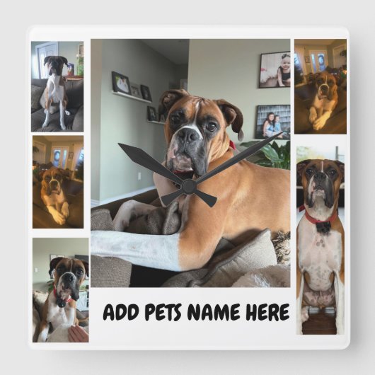 Aangepaste PET-FOTO met trendy bubbeltypografie Vierkante Klok (Voorkant)