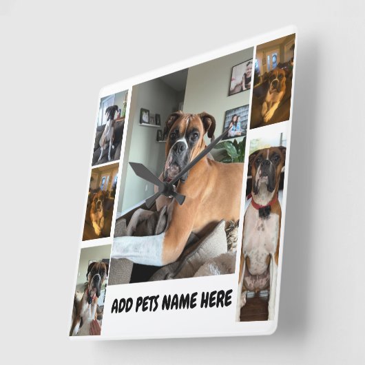 Aangepaste PET-FOTO met trendy bubbeltypografie Vierkante Klok (Hoek)