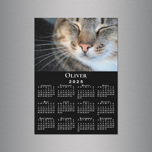 Aangepaste Pet Fotonaam 2025 Kalender Zwarte Magne