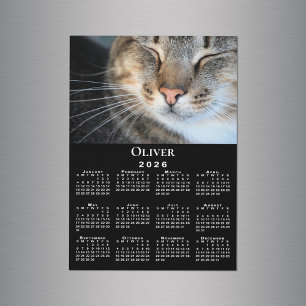Aangepaste Pet Fotonaam 2026 Kalender Zwarte Magne