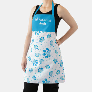 Aangepaste Pet Groomer Blue Paw Apron Schort