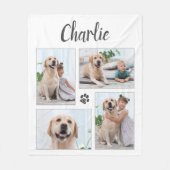 Aangepaste Pet Lover 4 Photo Collage Dog Fleece Deken (Voorkant)
