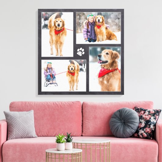 Aangepaste Pet Lover Paw Print Dog Photo Collage (Insitu (Woonkamer))