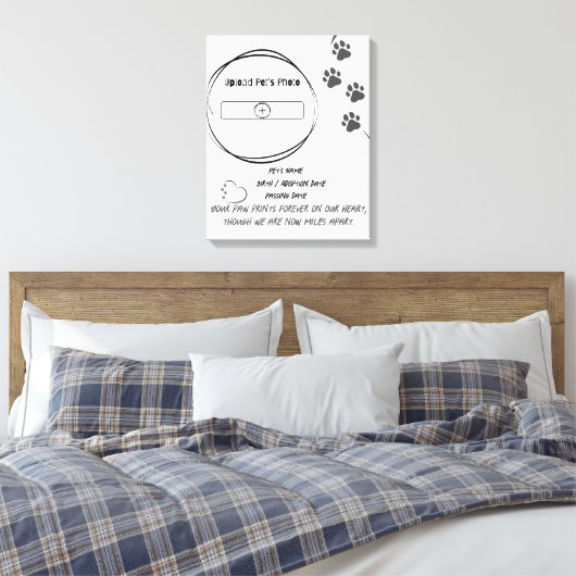Aangepaste Pet Memorial Foto & Naam Canvas Print (Insitu (Slaapkamer))