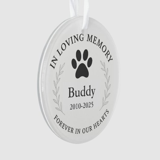 Aangepaste Pet Memorial Ornament Keepsake (voorkant)