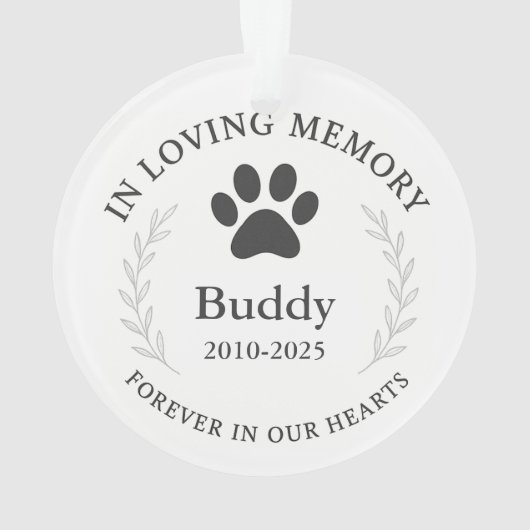 Aangepaste Pet Memorial Ornament Keepsake (achterkant)