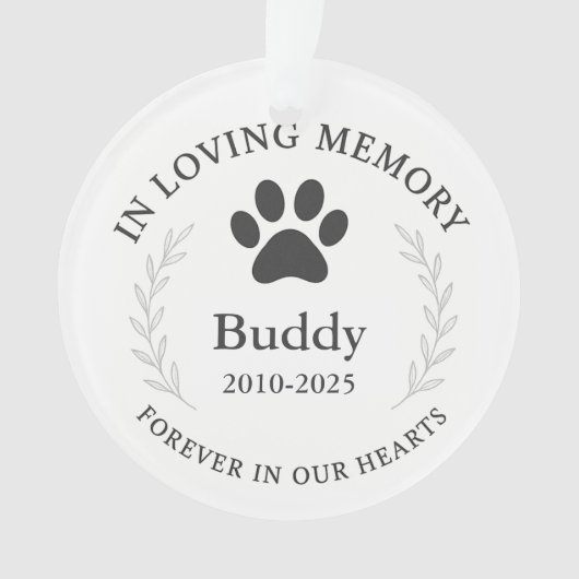 Aangepaste Pet Memorial Ornament Keepsake (voorkant)