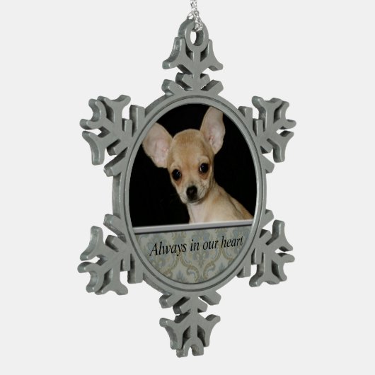 Aangepaste Pet Memorial Pewter Snowflake Ornament (Links)