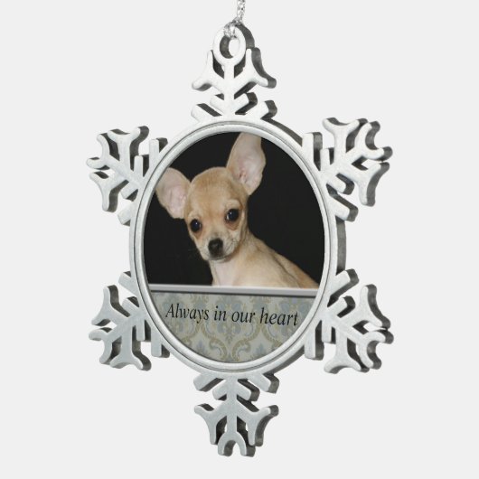 Aangepaste Pet Memorial Pewter Snowflake Ornament (Rechts)