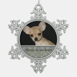 Aangepaste Pet Memorial Pewter Snowflake Ornament