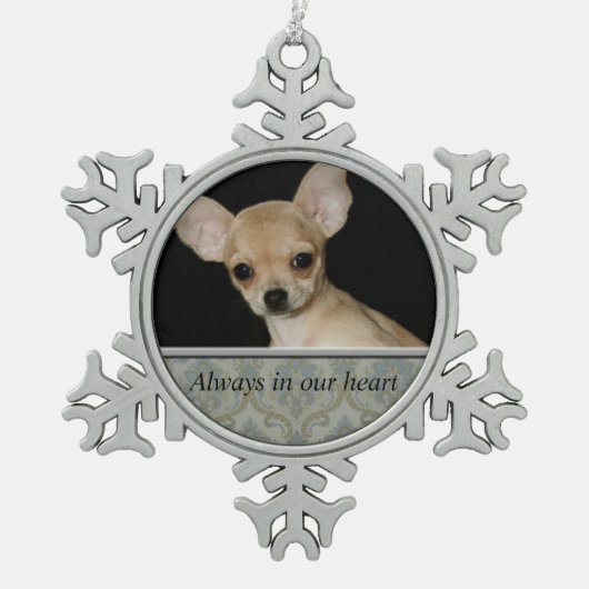 Aangepaste Pet Memorial Pewter Snowflake Ornament (Voorkant)