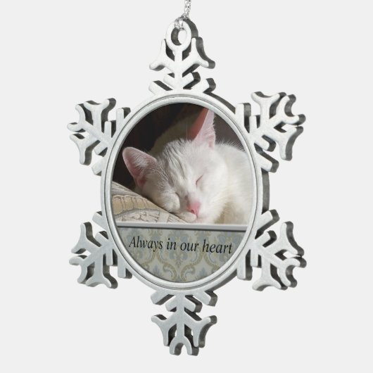 Aangepaste Pet Memorial Pewter Snowflake Ornament (Rechts)