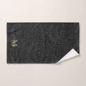 Aangepaste Pet Name Black Botanical Gold Script Bad Handdoek (Handdoek)
