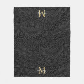 Aangepaste Pet Name Black Botanical Gold Script Fleece Deken (Voorkant)