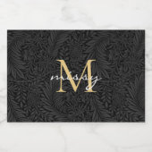 Aangepaste Pet Name Black Botanical Gold Script Voedselcontainer Etiket (Enkel label)