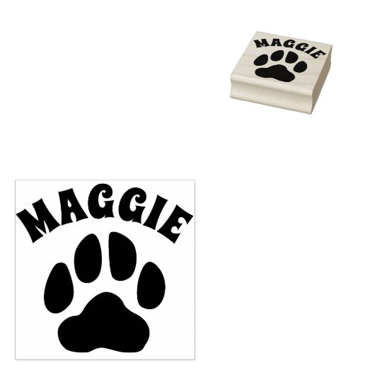 Aangepaste Pet Name met Dog Paw Print gepersonalis Rubberstempel (Gestempeld)