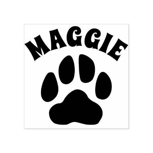 Aangepaste Pet Name met Dog Paw Print gepersonalis Rubberstempel (Afrduk)