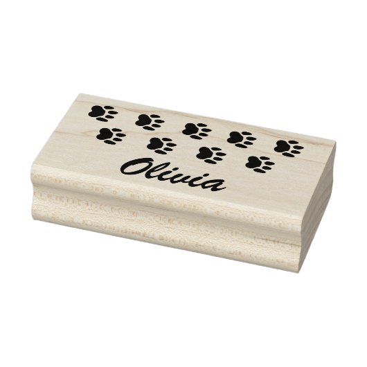 Aangepaste Pet Name Paw Prints Handtekening Rubberstempel (Stempel)