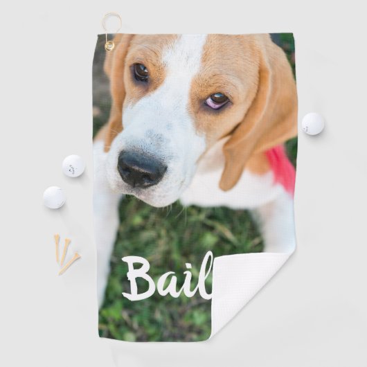 Aangepaste Pet Name Typografie en Foto Golfhanddoek (Insitu)