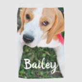 Aangepaste Pet Name Typografie en Foto Golfhanddoek (Voorkant)