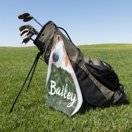 Aangepaste Pet Name Typografie en Foto Golfhanddoek (Groen)