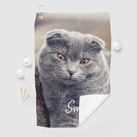 Aangepaste Pet Name Typografie en Foto Golfhanddoek (Insitu)