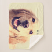 Aangepaste Pet Name Typografie en Foto Sherpa Deken (Voorkant)