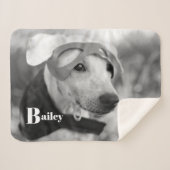 Aangepaste Pet Name Typografie en Foto Sherpa Deken (Voorkant (horizontaal))