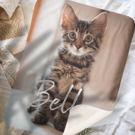 Aangepaste Pet Name Typografie en Foto Sherpa Deken