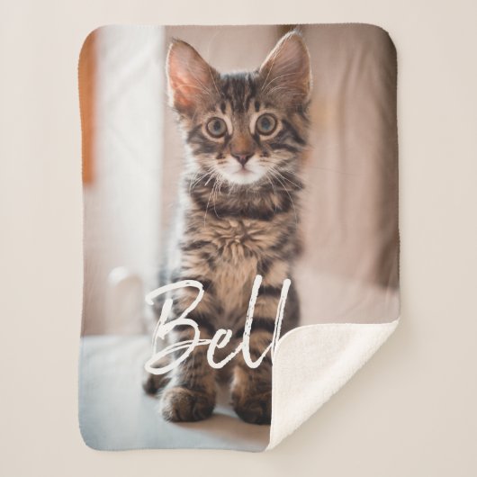 Aangepaste Pet Name Typografie en Foto Sherpa Deken (Voorkant)