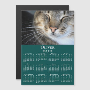 Aangepaste Pet Photo Naam 2022 Kalender Blauwgroen
