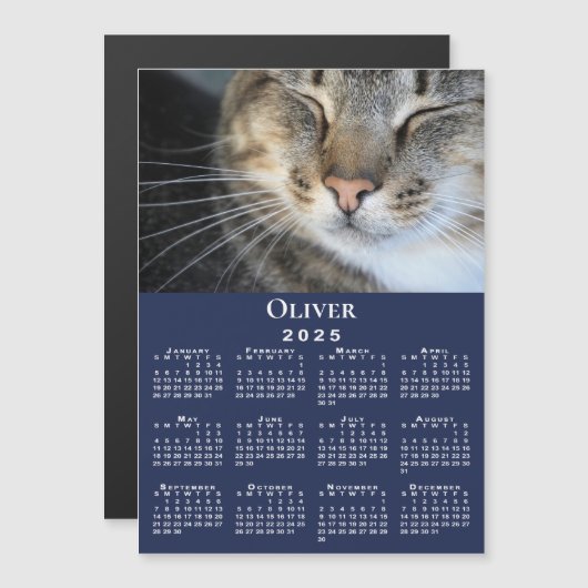 Aangepaste Pet Photo Naam 2025 Kalender Marine Mag (Voorkant / Achterkant)