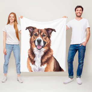 Aangepaste Pet Portrait Kussen – Waterverf Dog Ill Fleece Deken