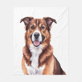 Aangepaste Pet Portrait Kussen – Waterverf Dog Ill Fleece Deken (Voorkant)