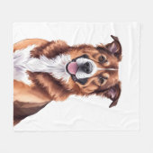 Aangepaste Pet Portrait Kussen – Waterverf Dog Ill Fleece Deken (Voorkant (Horizontaal))