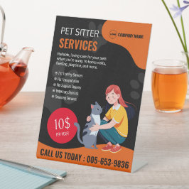 Aangepaste Pet Sitter Pedestal Sign Reclamebord Met Voetstuk