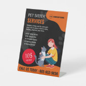 Aangepaste Pet Sitter Pedestal Sign Reclamebord Met Voetstuk (Voorkant)