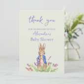 Aangepaste Peter de konijn Baby shower Dank je Bedankkaart (Staand voorkant)