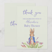 Aangepaste Peter de konijn Baby shower Dank je wel Bedankkaart (Voorkant / Achterkant)