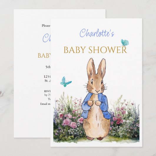 Aangepaste Peter de Konijn Baby shower Uitnodiging (Voorkant / Achterkant)