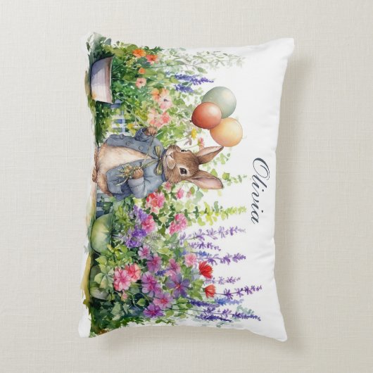 Aangepaste Peter de konijn ballonnen tuin Accent Kussen (Achterkant (Verticaal))