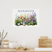 Aangepaste Peter de konijn ballonnen tuin Poster (Keuken)