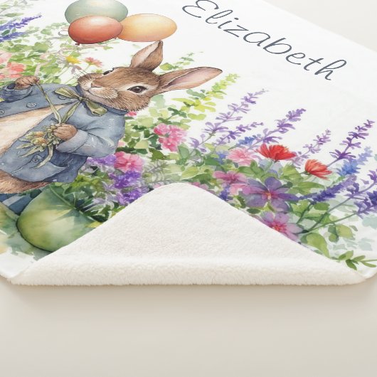 Aangepaste Peter de konijn ballonnen tuin Sherpa Deken (3/4)