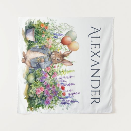 Aangepaste Peter de konijn ballonnen tuin Wandkleed (Voorkant (horizontaal))