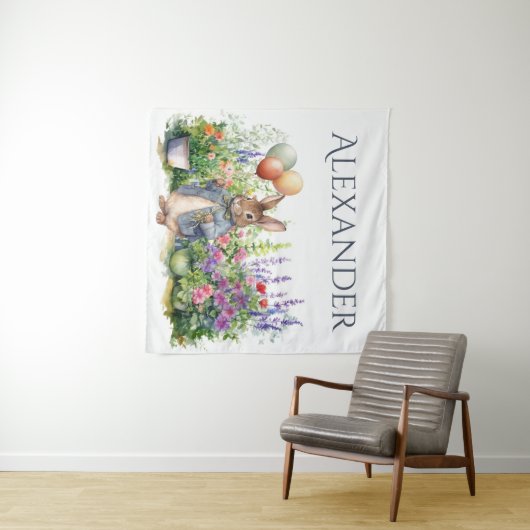 Aangepaste Peter de konijn ballonnen tuin Wandkleed (In Situ (horizontaal))