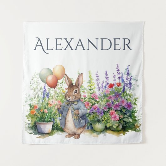 Aangepaste Peter de konijn ballonnen tuin Wandkleed (Voorkant)