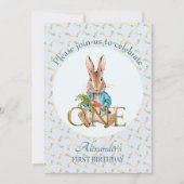 Aangepaste Peter de konijn Eerste Verjaardag Kaart (Voorkant)