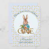 Aangepaste Peter de konijn Eerste Verjaardag Kaart (Voorkant / Achterkant)