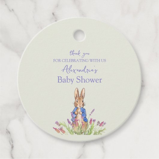 Aangepaste Peter het konijn Baby shower Dank U Bedankjes Labels (Voorkant)